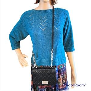 NINE WEST FOLDOVER  LITTLE BLACK PURSE